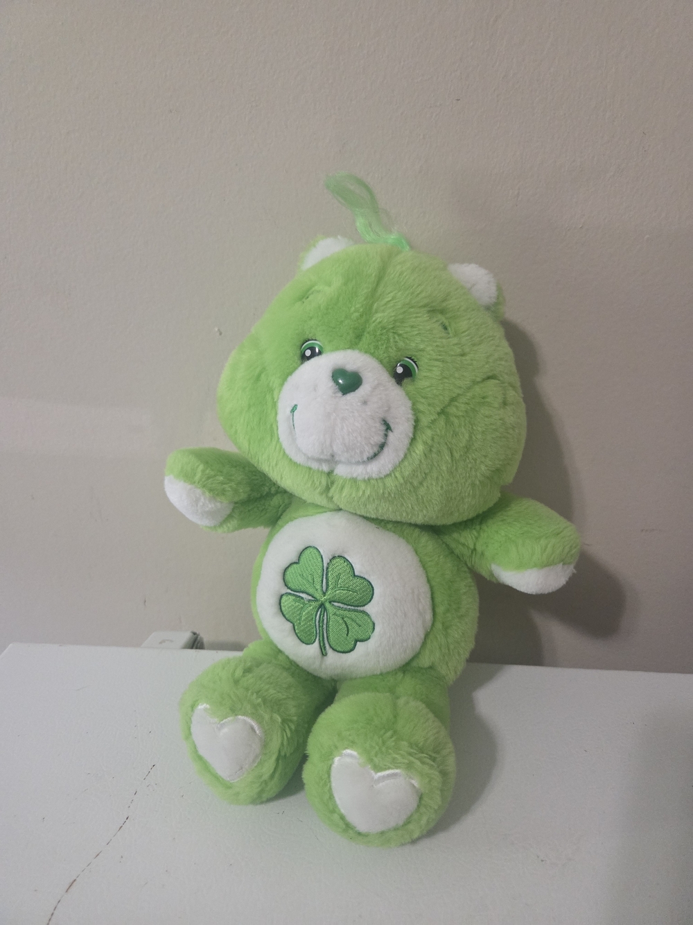 2002 Care Bears Good Luck Bear Green Shamrock Plush 12inch